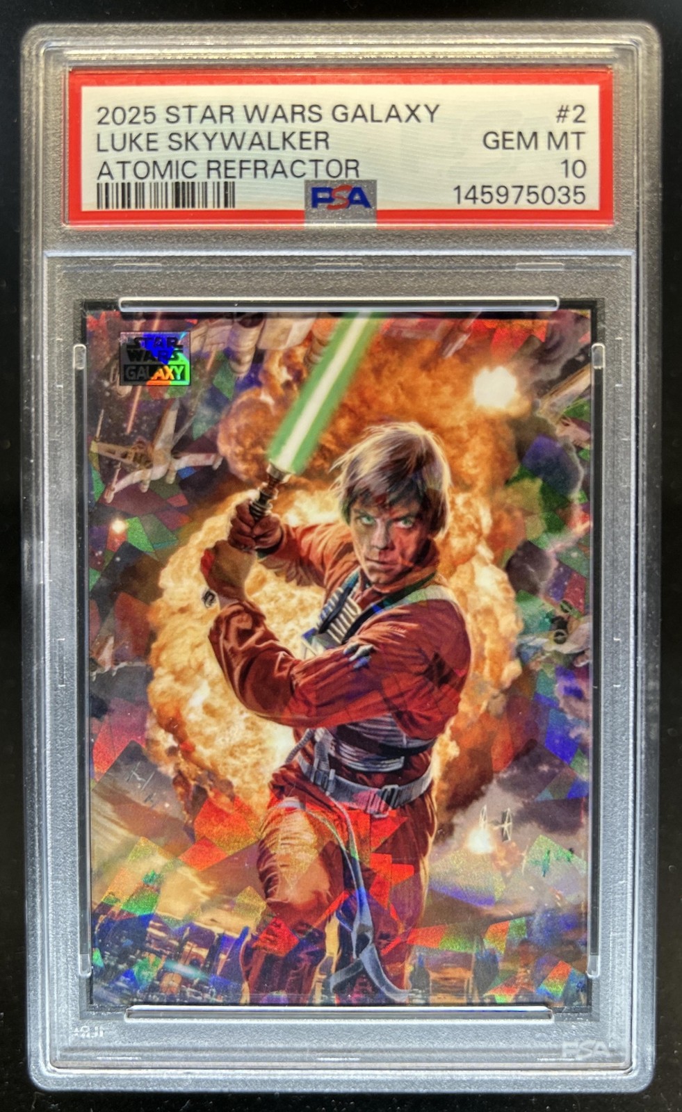 2025 Topps Chrome Star Wars Galaxy Luke Skywalker Atomic Refractor #/150 PSA 10