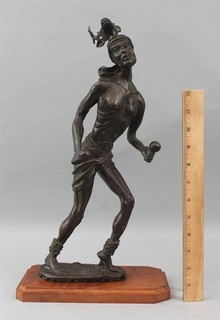 Vintage Signed Southwestern Indigenous Yaqui Indian Deer Dancer Bronze Sculpture