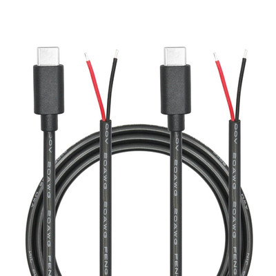 USB C to 2 Pin Bare Wire Open End Power Cable 3FT, 20AWG 5V USB Type C Male Plug