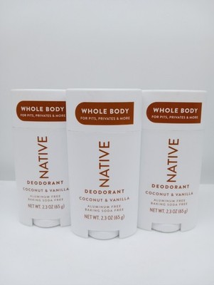 3-Pack, Native Whole Body Deodorant Stick Coconut & Vanilla 2.3 Oz Aluminum Free