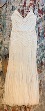 DB Studio Ivory Beaded Sequin V-Neck Sleeveless Column Full-Length Gown Size 6