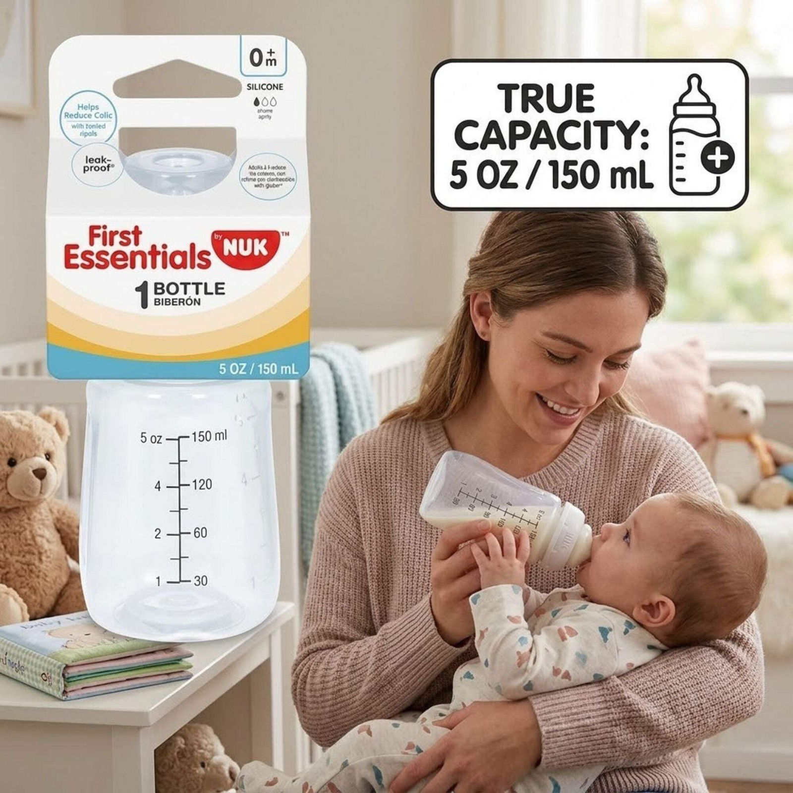 5oz NUK First Essentials Silicone Baby Bottle Slow Flow BPA Free