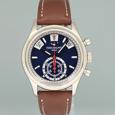 2026 SERVICE PAPER Patek Philippe 5960G White Gold Chrono Blue Annual Calendar 2