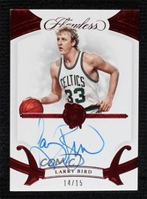 2019-20 Panini Flawless Ruby 14/15 Larry Bird #FA-LBD Auto HOF 3d3