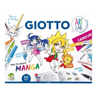 Art Lab, How to create a Manga, Malset mit Anleitung, A4, Weiß