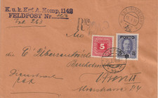 FPA 363, Einschreibe Brief 15.1.1918 mit Nachporto