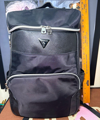 GUESS Black Men s Backpack Zip Closure Multi Zip Pockets Adjustable Strap