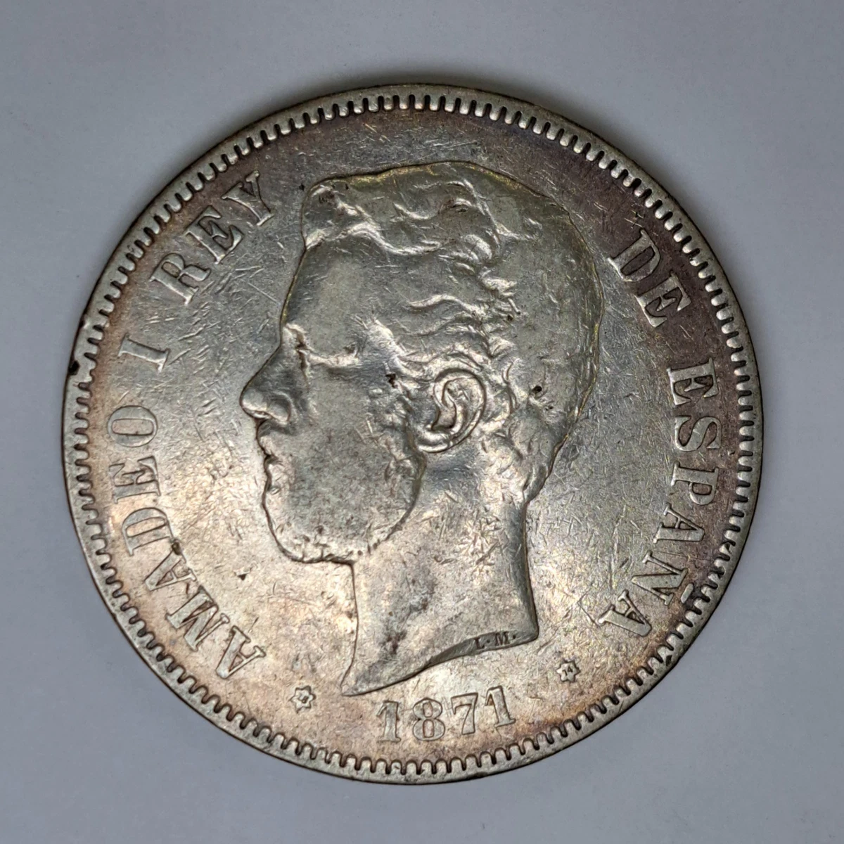 VF】NGC 1871(71）スペイン 5ペセタ銀貨 アマデオ1世 名作 【公式通販】