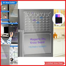 Acrylic Magnetic Dry Erase Board Calendar for Fridge 16x12 Inch with 6 Markers