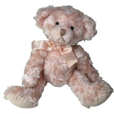 Russ Berrie Isabella Pink Teddy Bear Swirl Plush Satin Bow Vintage Style 12 Inch
