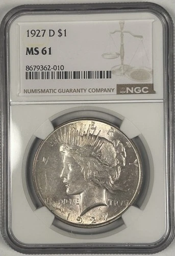 1927-D Peace Silver $1 Dollar Coin NGC MS 61