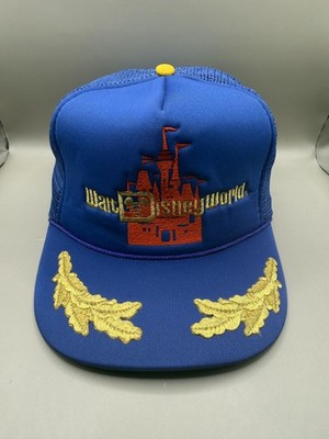 Vintage Disney Walt Disney World Blue Trucker Hat Cap Snapback Adult One Size