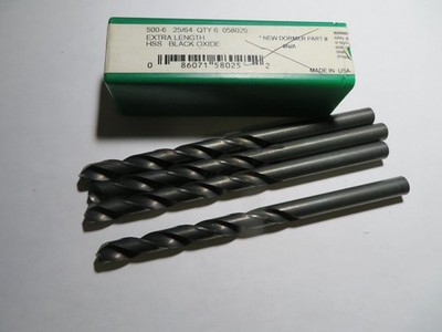 4 pcs PTD Precision Twist Drill 25/64'' HSS Extra Length Black Oxide 58025 USA