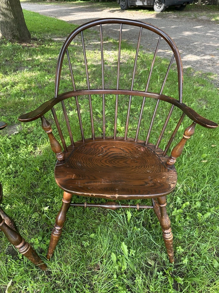 Par de sillones coloniales vintage estilo abanico Frederick Duckloe & Bros Foto 3 de 4