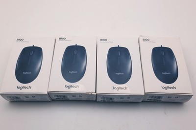 Lot of 4 Logitech B100 Wired USB Computer Mouse   New Sealed Retail Boxes