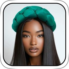 HeadWrap African Turban Hairband Pre-Tied Twisted Braid Headband Green color 