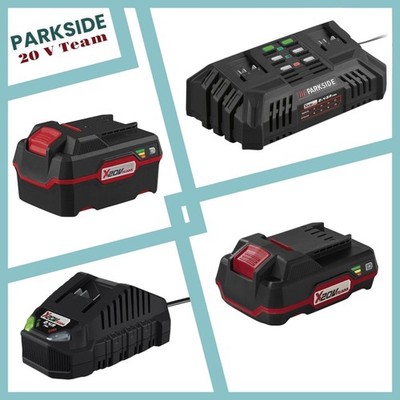 PARKSIDE Auswahl Lithium-Ionen 20V Akku 2 Ah / 4 Ah  / Ladegerät , 20 V Team