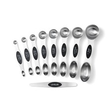 Magnetic Measuring Spoons Set, 9-Piece Stainless Steel with Leveler, Stackabl...