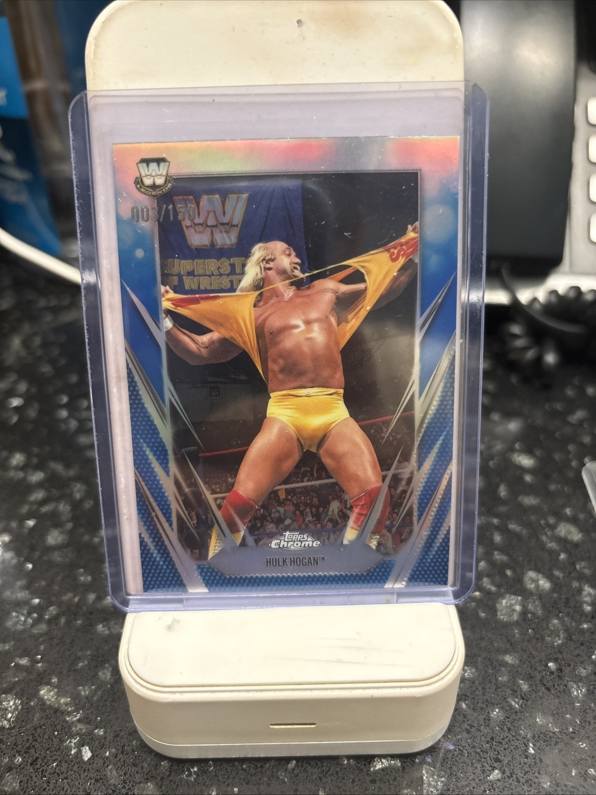 2026 Topps Chrome WWE Legends Hulk Hogan Blue Mini Diamond Refractor /150 #25