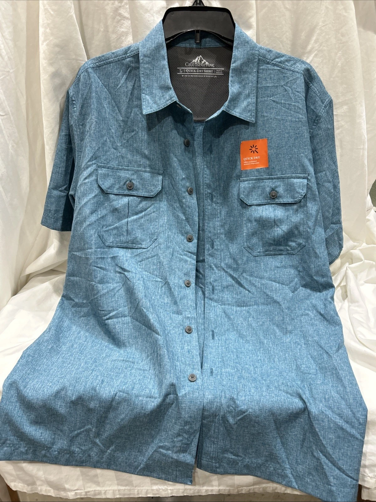 Croft & Barrow Short Sleeve Button Shirt Men's L Turquoise Fishing Hiking New