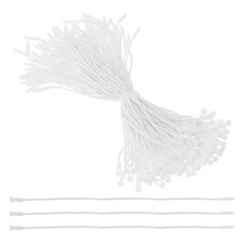100 Pcs Cotton Hang Tag String, 6 Inch White Snap Lock Pins Loop Price Tag