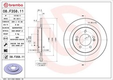 1X Bremsscheibe BREMBO 08.F358.11 KIA NIRO I (DE) 1.6 2016-2022