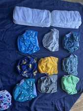 LOT OF 11 G-Diapers Cotton Reusable Small Medium Covers, Liners, Pads