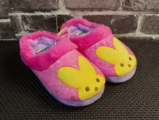 NEW- Peeps Bunny Slippers Youth 9/10 Pink Plush Easter Cozy House Shoes NWT 