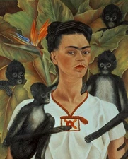 Self Portrait with Monkeys, 1943 - by Frida Kahlo wall Art Home Decor