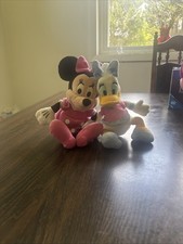 SET OF 2 DISNEY COLLECTION MINNIE MOUSE DAISY DUCK STUFFED TOYS A Fun Pair.