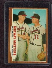1962 Topps Baseball #211 Midway Masters, Frank Bolling, Roy McMillan, EX-MT!