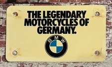 Vintage BMW Motorcycles Dealership Advertising Booster Motorcycle License Plate