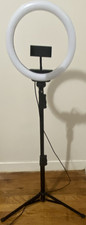 LED Ring Light w/ Adjustable Stand Phone Holder, White Light, Black/White
