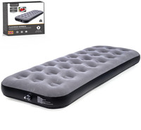Single Camping Air Bed Inflatable Flocked Mattress Grey 185x76x22cm Portable