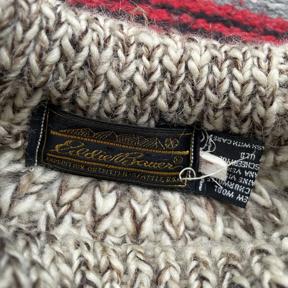 Vtg Eddie Bauer Icelandic Hand Knit Sweater Heavy Chunky Wool Men's Size Large - Image 3 of 4