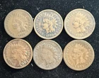 Lot of 6 Indian Head Pennies Cents, Dates 1879 - 1901 with Grades (G - VF)