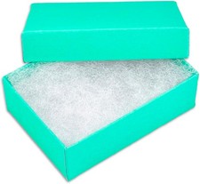 25 Pack Cotton Filled Jewelry Boxes Teal Green Gift Case