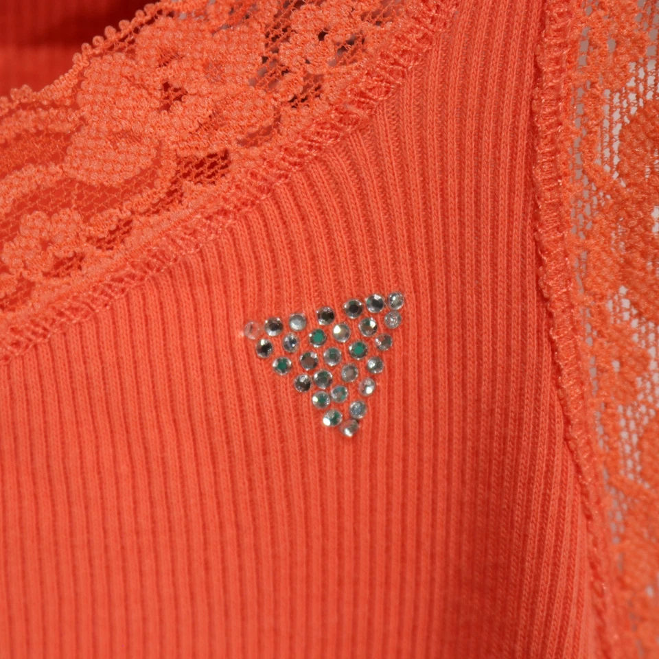 Regata Guess Girl's Coral Rosa Renda - Pequena - Imagem 2 de 4