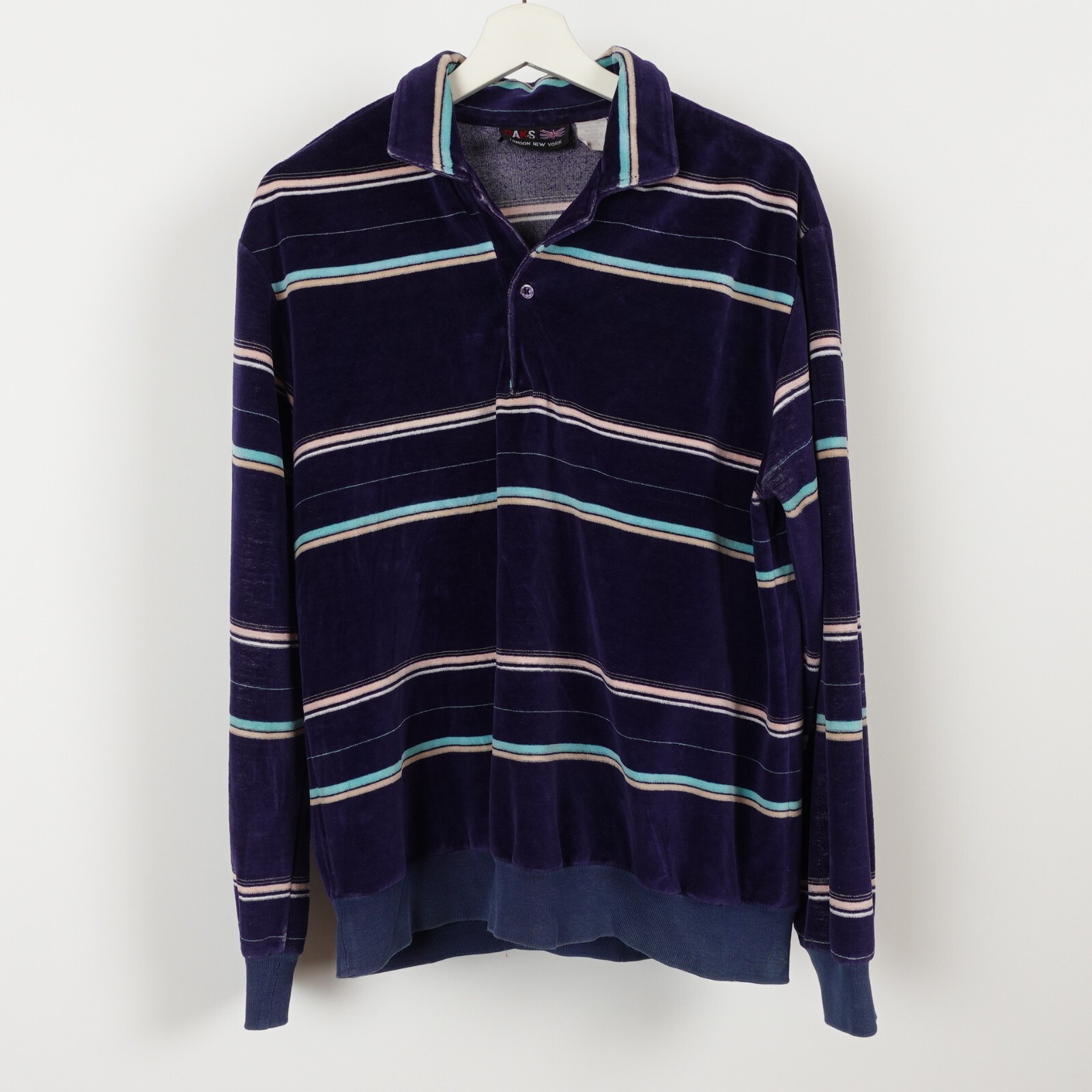 COACH Maglione camicia uomo velluto a righe a fascia vintage anni 70 taglia large Daks