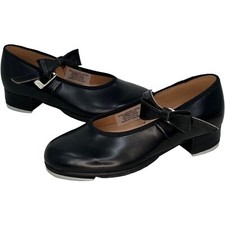 Bloch Techno Tap 5H Black Bow Strap Belted Tap Dance Shoe Size 10 M YOUTH