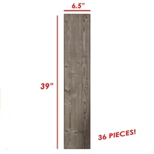 Foam Wall/Ceiling Plank, 39" x 6.5", Glue Up, Faux Wood Driftwood (18pc Pack)