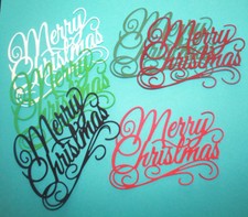 5 MERRY CHRISTMAS SCRIPT cardstock paper die cut embellishments scrapbook / card