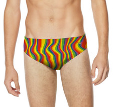 SPEEDO Pride Collection Printed One Brief Mens Swim Bottom Rainbow Tide Size 32
