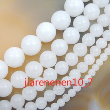 White Jade Gemstone Round Ball Spacer Loose Beads 15" 4mm 6mm 8mm 10mm 12mm 14mm