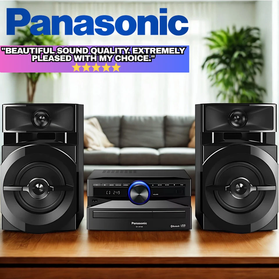 NEW Panasonic Bluetooth Mini Hi Fi System USB FM Radio CD Player 300W Stereo AU - image 2 of 4