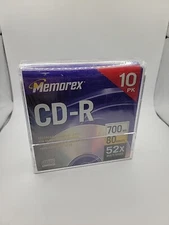 Memorex CD-R 52x 700MB 80 Min 10 Pack Blank Cds Music Photos NEW
