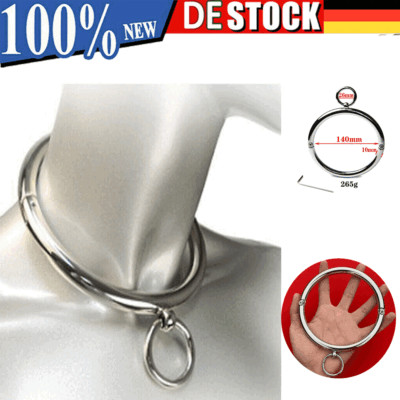 Metal Halsband Halsfessel Rundhalsband O-Ring Bondage Fetisch Abschließbarer SM