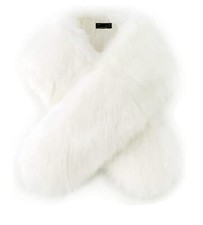 Women's Faux Fur Shawl Wraps for Winter Bridal Wedding Cover Up - White