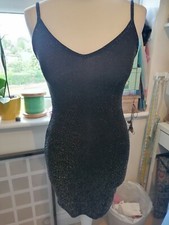 Pretty little Thing glittery black strappy dress BNWT size 10