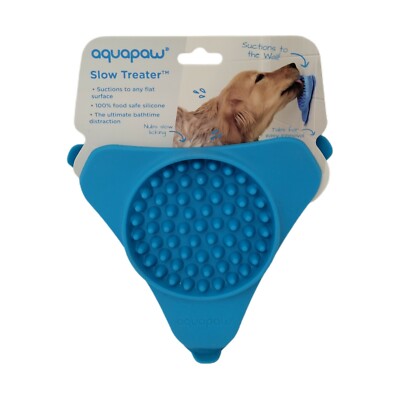 Aquapaw Slow Treater Treat , Silicone, Blue - Makes Bath Groom Time Fun and Easy